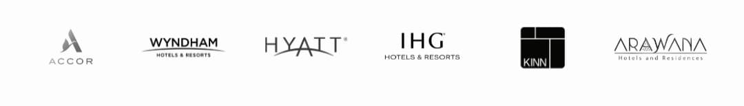Partner hotel groups: Accor, Wyndham, Hyatt, IHG, KINN, Arawana