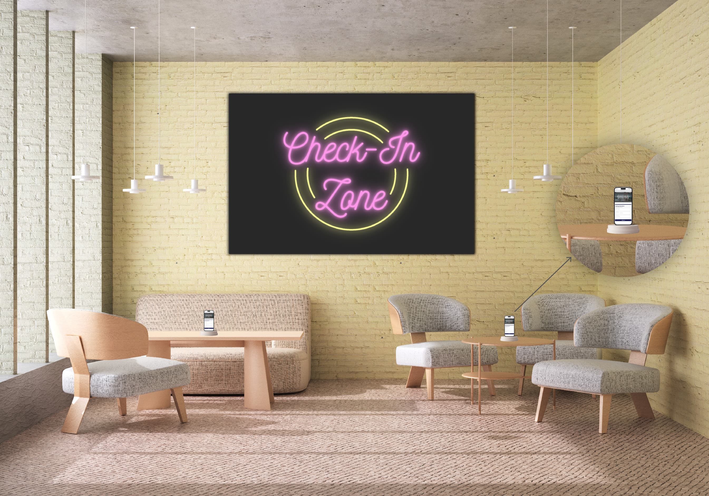 Hotel lobby running without a staffed front desk, supported by Vouch Front Desk Service
